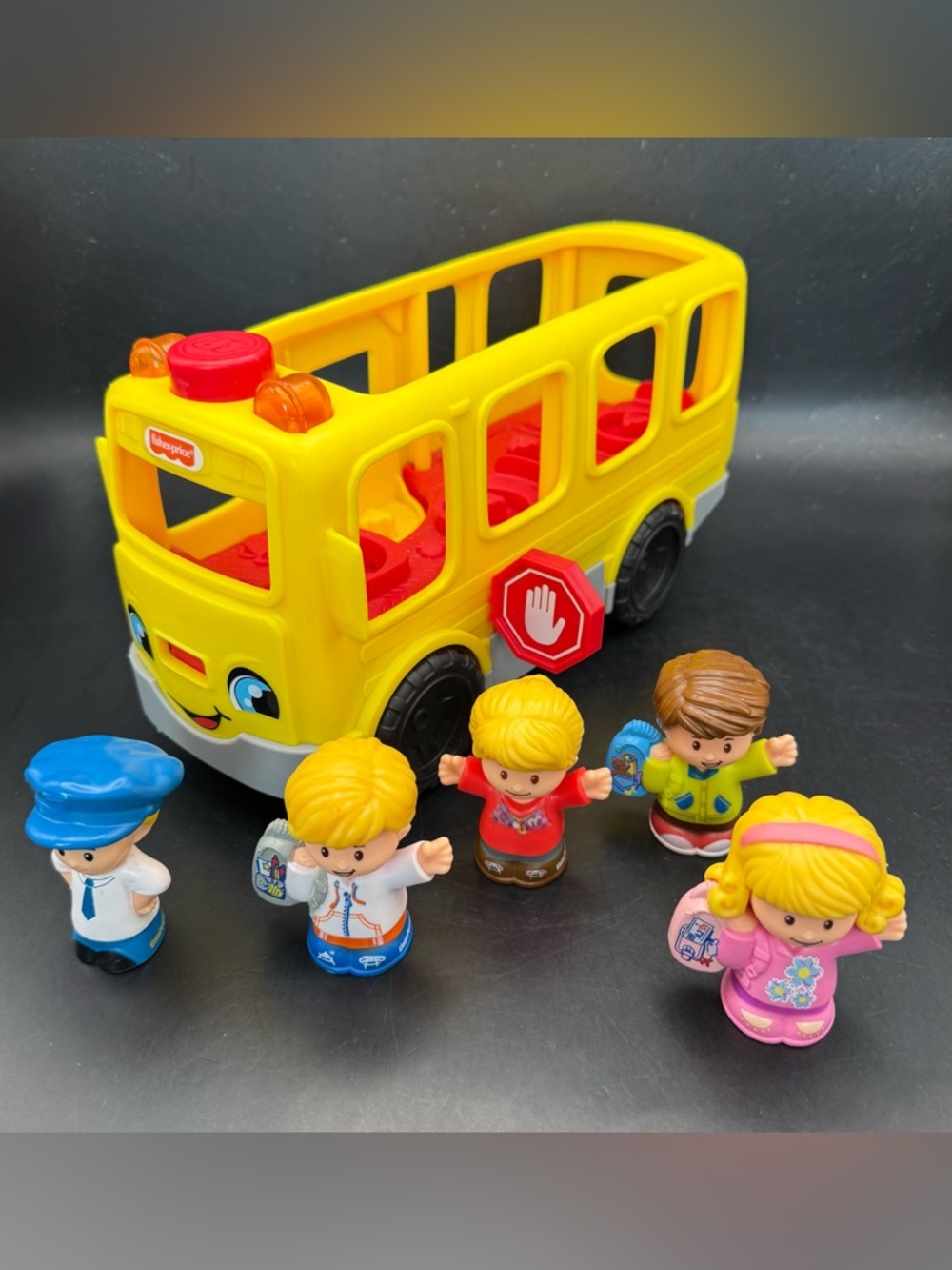 2016 Fisher Price Little People School Bus Sounds & Lights + 5 Figures ~ WORKS!